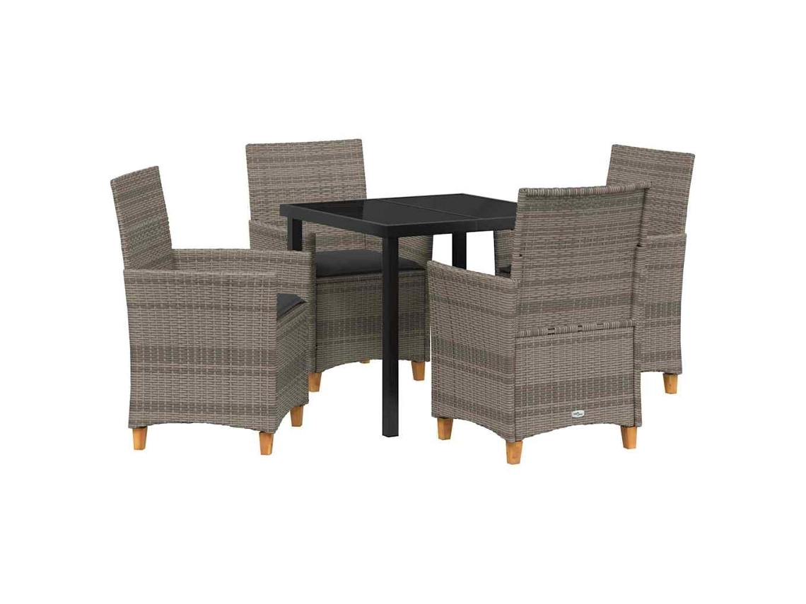Conjunto De Cadeiras De Jardim Com Almofadas Vidaxl Cinza Vime Pe