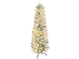 Árvore de Natal Slim com Neve, 329 Galhos e Leds Embutidos, Plástico e Metal, Ø52x180 Cm, Verde