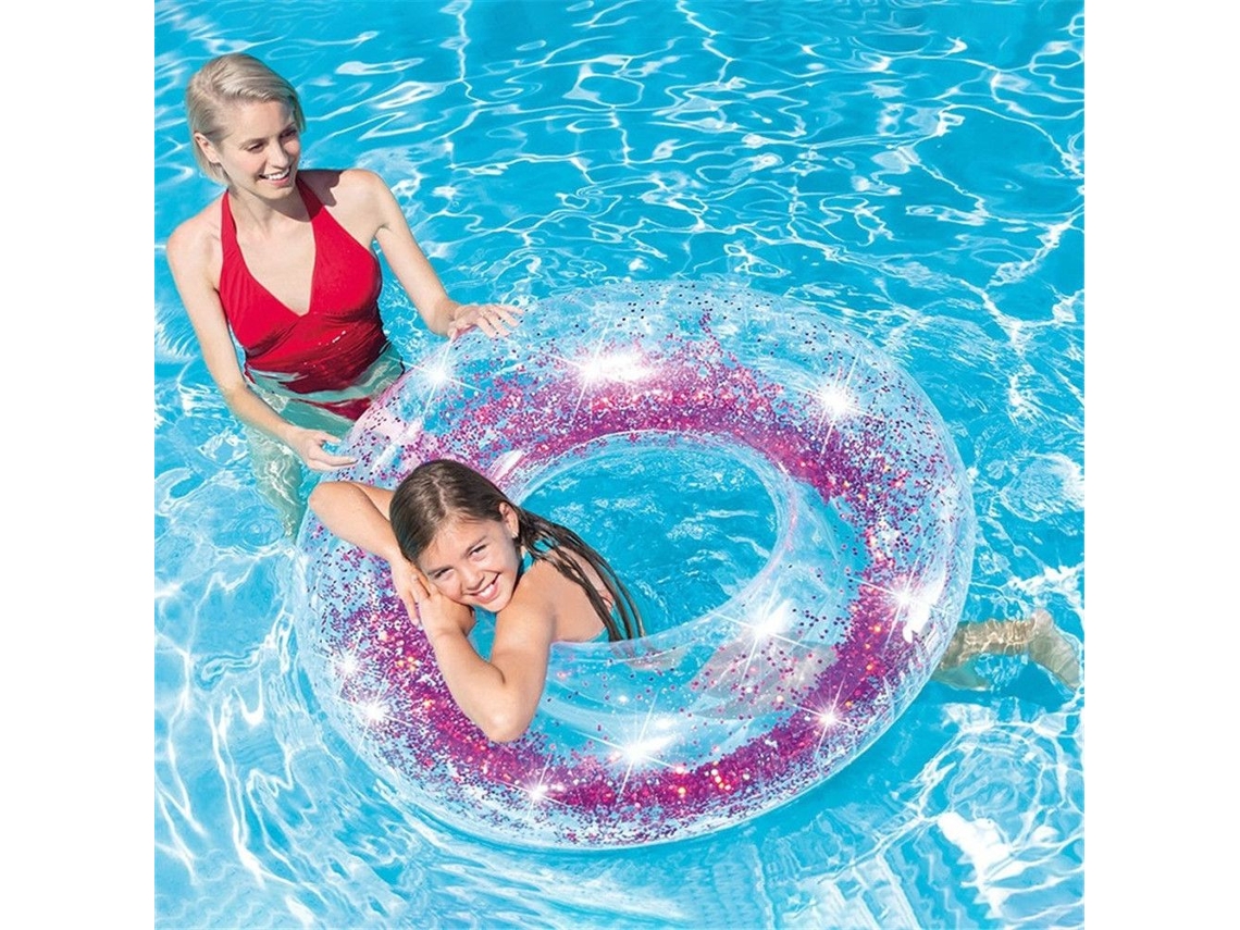 Boia De Piscina Transparente Com Glitter, Cor Roxa.