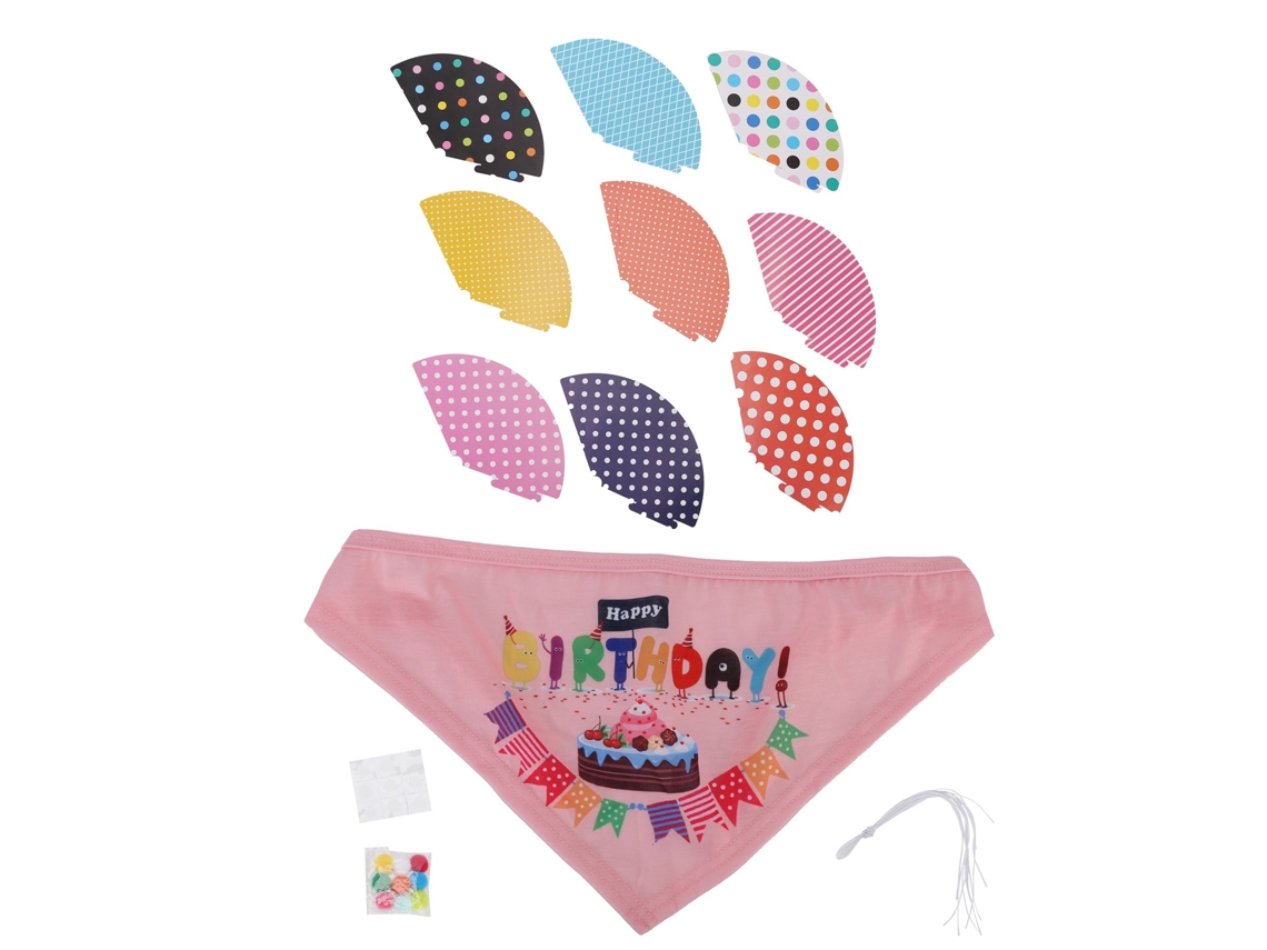 Chapéu de Aniversário para Cães Pequenos e Médios com Cachecol, Festa Pet com S/MARCA