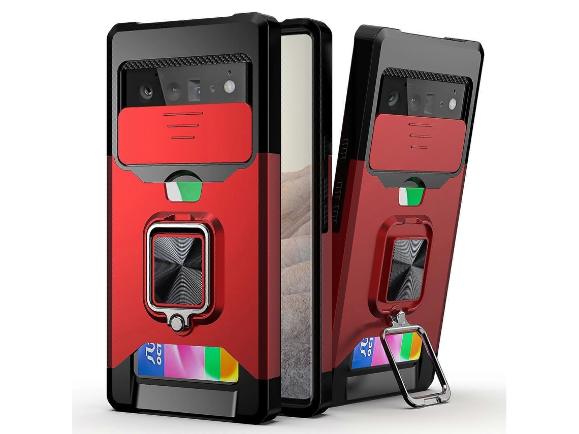 Capa De Câmera Deslizante Para Google Pixel 6 Pro Com Design De Pc Tpu À Prova De Choque Com Suporte De Anel E Slot Para Cartão