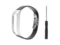 Pulseira De Couro Para Smartwatch Tomtom Touch Com Capa De Liga E Chave De Parafuso Preto Prata