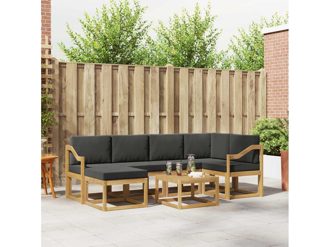 Vidaxl Conjunto De Sofás Para Exterior 7 Unid. Branco E Antracite