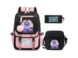 Mochila Escolar De Anime Conjunto De Três Peças, Com Bolsa Transversal E Estojo, Grande Capacidade, À Prova D'água Estilo 1 Rosa