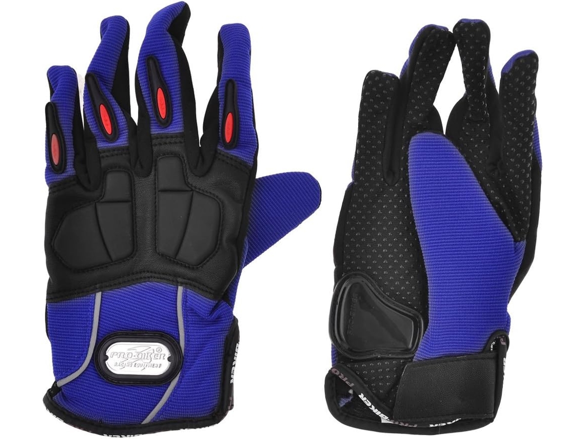 Luvas Esportivas Para Motociclismo Ruilogod, Antiderrapantes, Pretas E Azuis, Em Poliéster, Com Dedos Inteiros Id 94b
