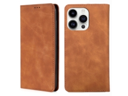 Capa Para Iphone 15 Pro Max Pele Sintética Com Porta-cartões Castanho
