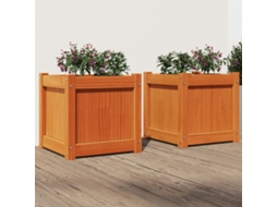 Vidaxl Vasos/floreiras De Jardim 2 Pcs Pinho Maciço Castanho Cera