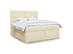 Vidaxl Cama Com Molas/colchão 180x200 Cm Tecido Cor Creme