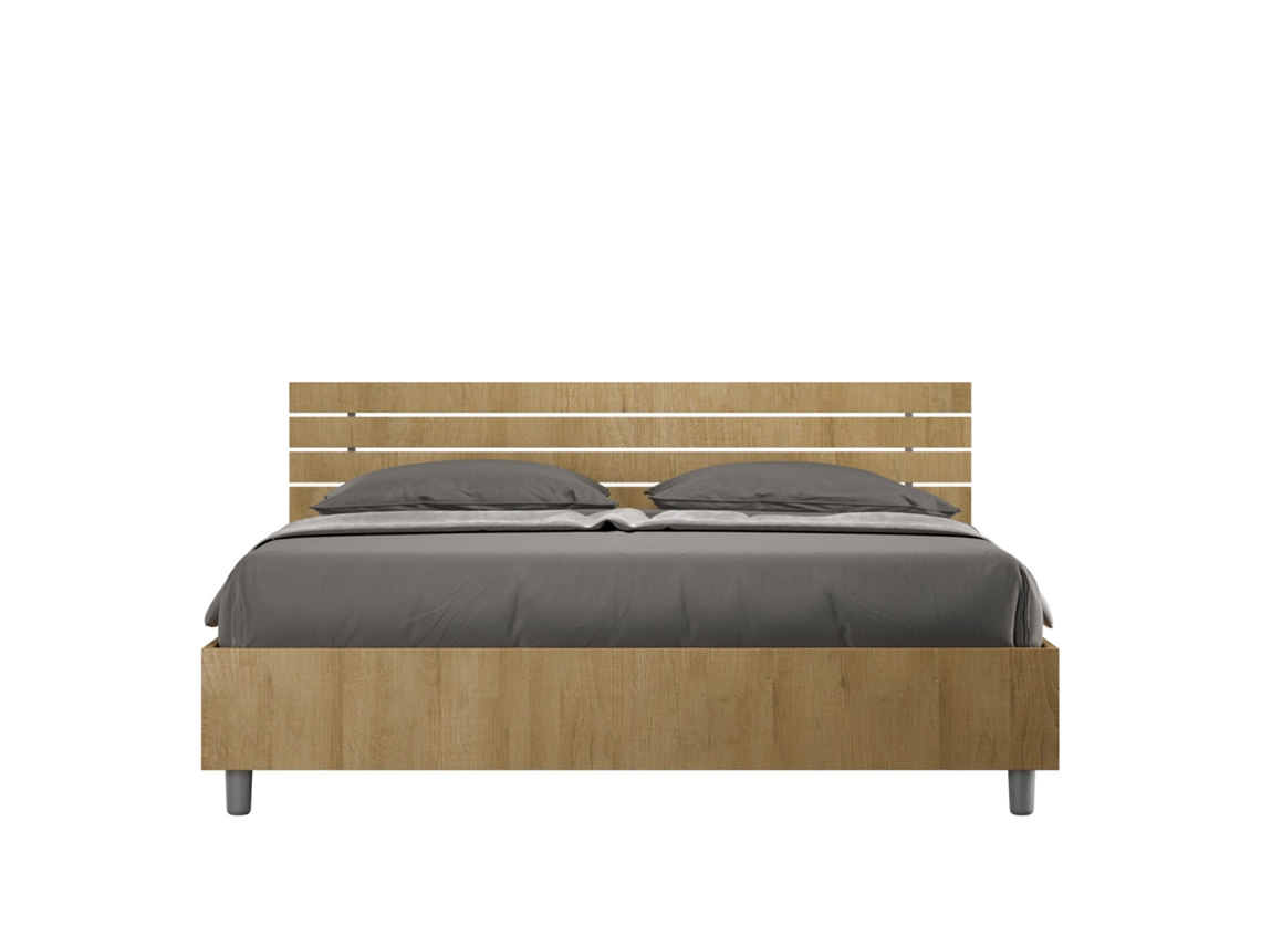 Cama com Cabeceira e Arrumação Inclinada Ripas Ankel ITYHOME Castanho (160x200)