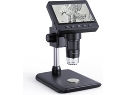 Microscópio Infantil Digital 1000x Com Ecrã Lcd 4.3" 1080p E 8 Leds Ajustáveis - Preto - Eifson