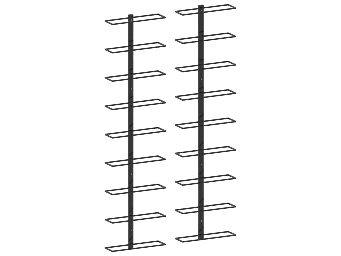 Suporte de parede para 18 garrafas, 2 unidades, ferro preto, DKD HOME DECOR