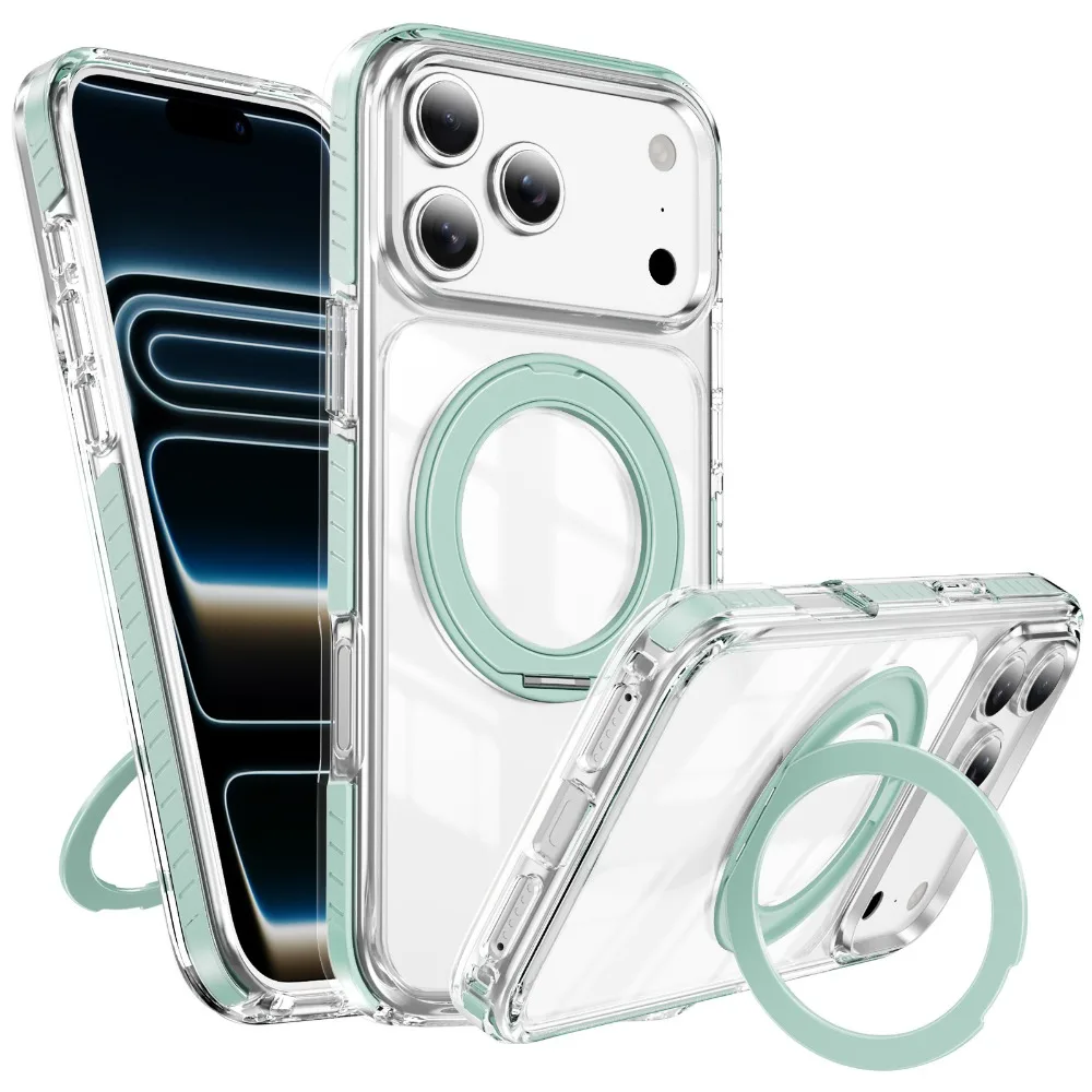Capa Para Celular (verde, Iphone 13), Compatível Com Magsafe, Suporte De Anel Giratório 360°