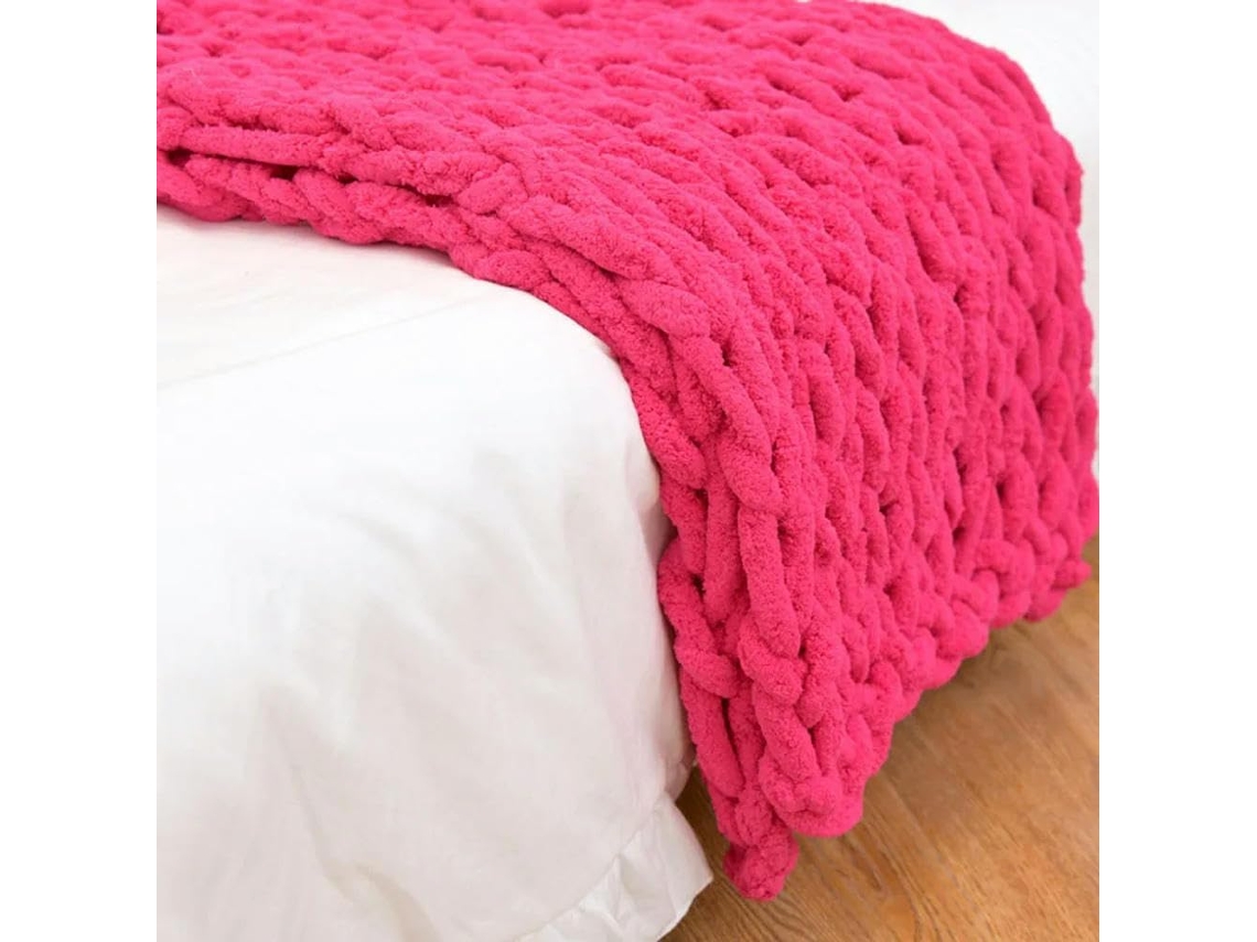 Manta Grossa de Lã Tricotada À Mão para Cama Sofá Cobertor Chenille Quente o Inverno, Macio, Quente, Ideal Par
