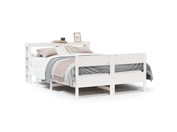 Cama Sem Colchão 160x200 cm Madeira de Pinho Maciça Branco MAISON EXCLUSIVE