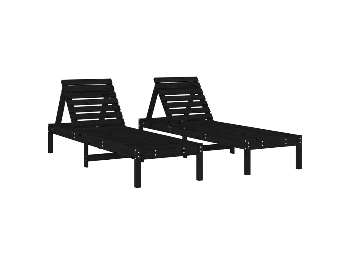 Conjunto de 2 Espreguiçadeiras Pinho Maciço Castanho 199,5x60x74 cm MAISON EXCLUSIVE