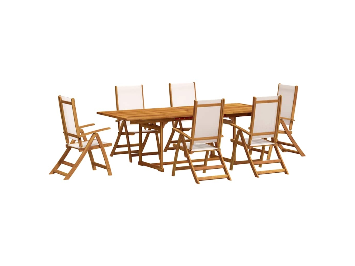 Maison Exclusive - 7 Pcs Conjunto De Jantar Para Jardim Acácia Maciça E Textilene