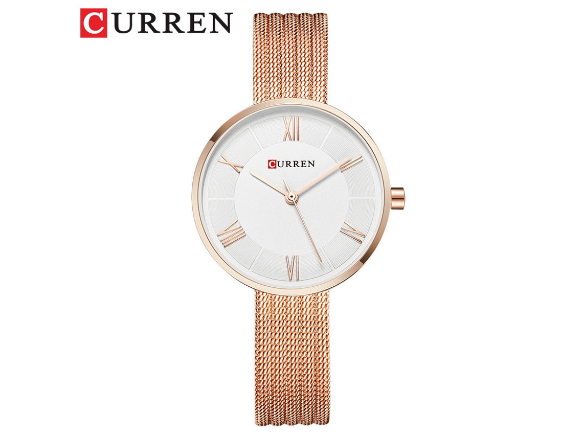 Relógio Feminino De Quartzo À Prova D'água (ouro Rosa/branco) Com Mostrador Pequeno, Pulseira De Malha Requintada, Relógio De Pulso Moderno