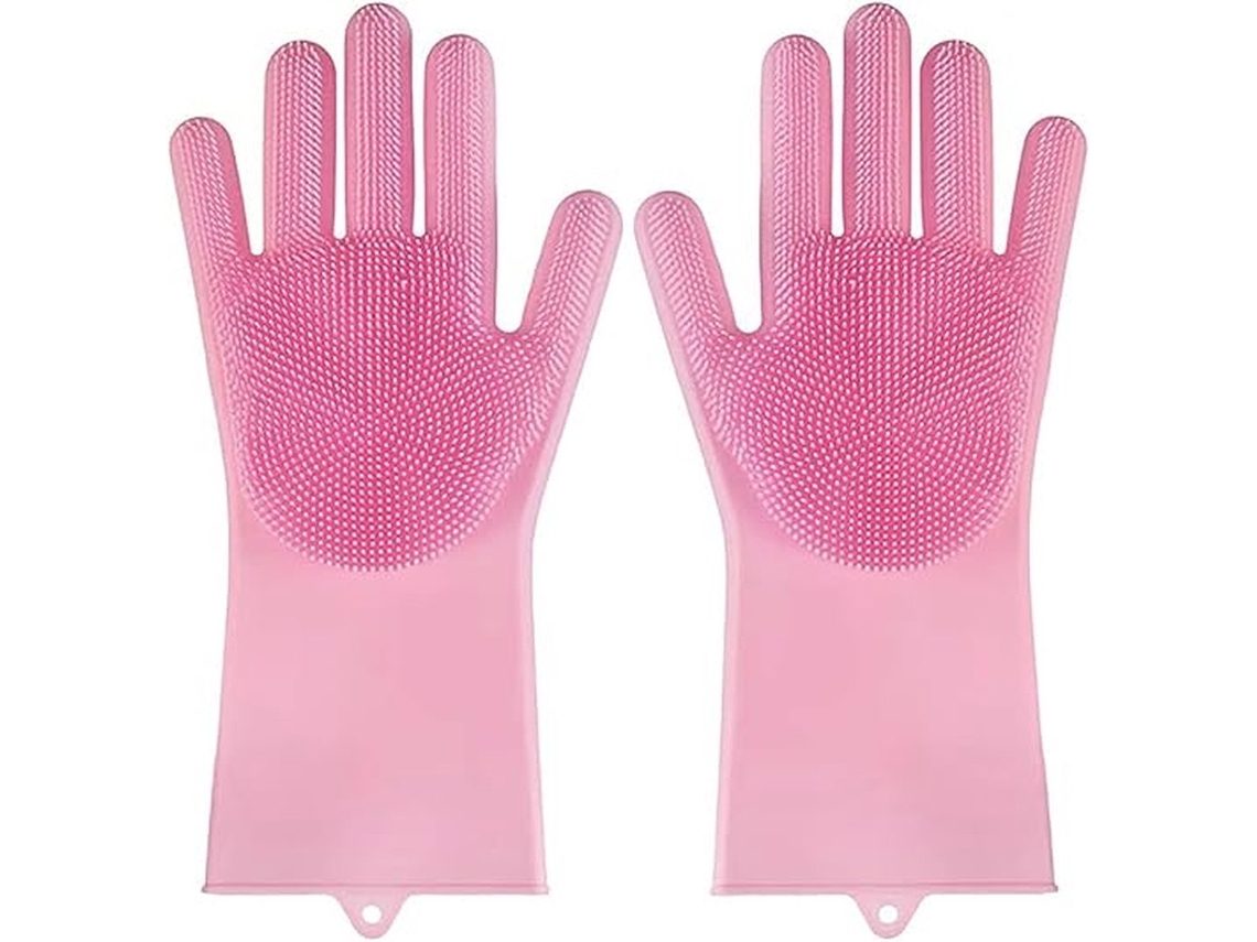 Luvas De Limpeza Multifuncionais, Esponja De Silicone Para Cozinha E Cuidados Com Animais Estimação, Antiderrapantes E Resistentes Ao Calor, Rosa