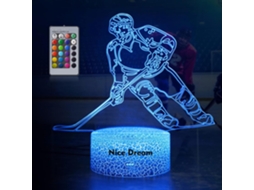 Luminria Noturna Infantil 3d De Jogador De Hquei Com 16 Cores Que Mudam De Cor Aquaforge