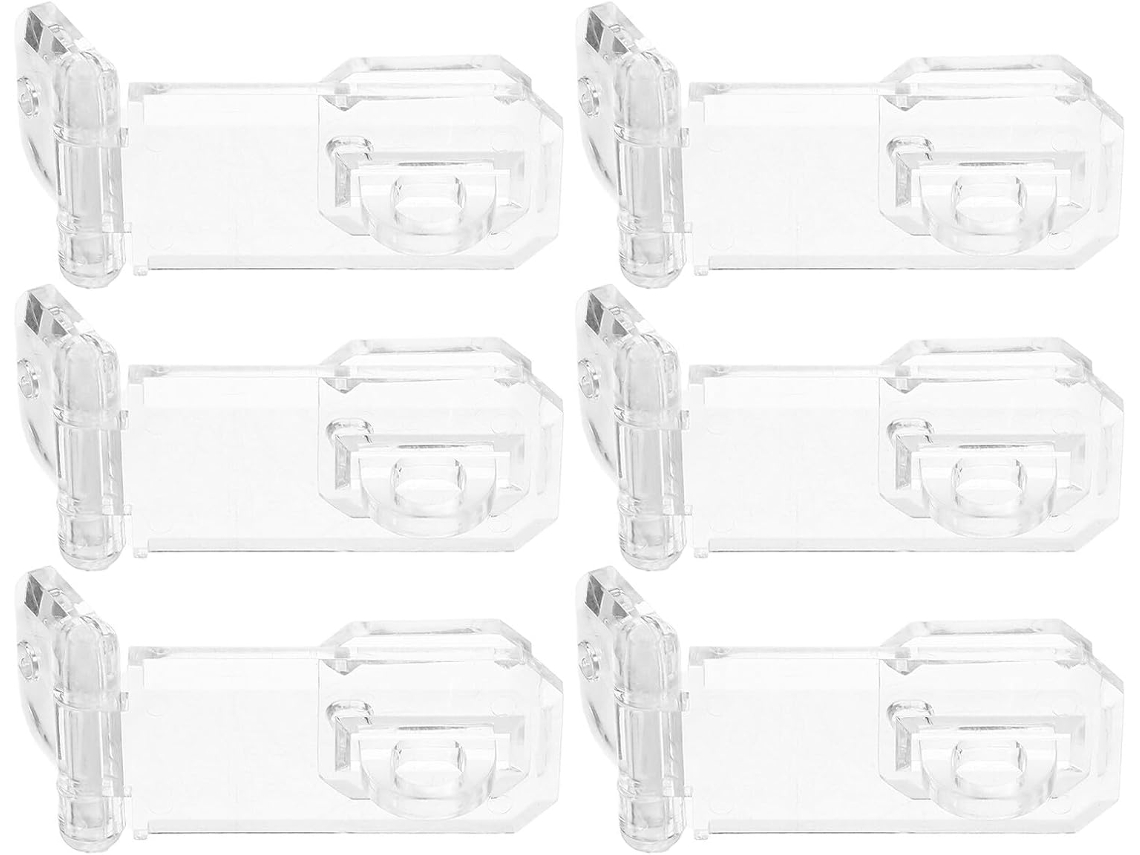 Conjunto De 6-fechos Acrílico Transparente Com Dobradiça, Fecho De Segurança Para Armários E Gavetas, Fecho De Encaixe