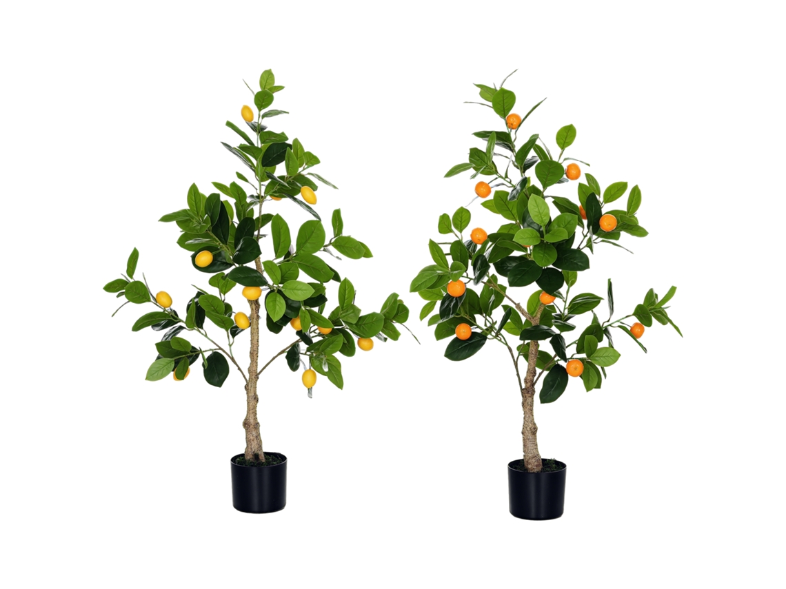 Vaso 2 Plantas Artificiais Limão e Laranja 120cm para Interior BTFORUS