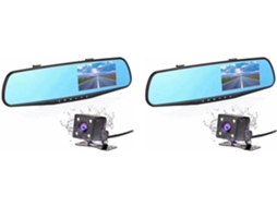Kit com 2 Câmeras Veiculares de 4,3 Polegadas com Gravador de Condução Hd 1080p e Espelho Retrovisor Duplo SFUSHOS