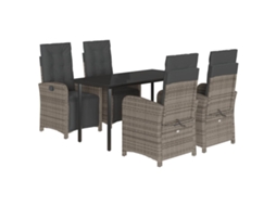 Conjunto de 5 Jantar para Jardim com Almofadões Vime Pe Cinza MAISON EXCLUSIVE
