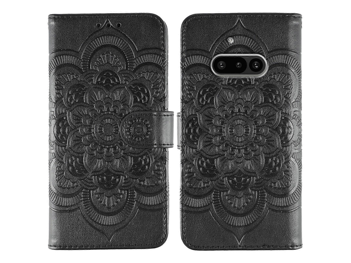 Capa De Couro Para Celular Com Estampa De Mandala Solar Em Relevo Para Nothing Phone 3a