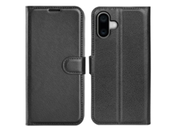 Capa Em Couro Pu, Textura De Lichia Para Apple Iphone 16 - Preto