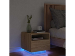 Vidaxl Mesa De Cabeceira Com Luzes Led 40x39x37 Cm Carvalho Sonoma