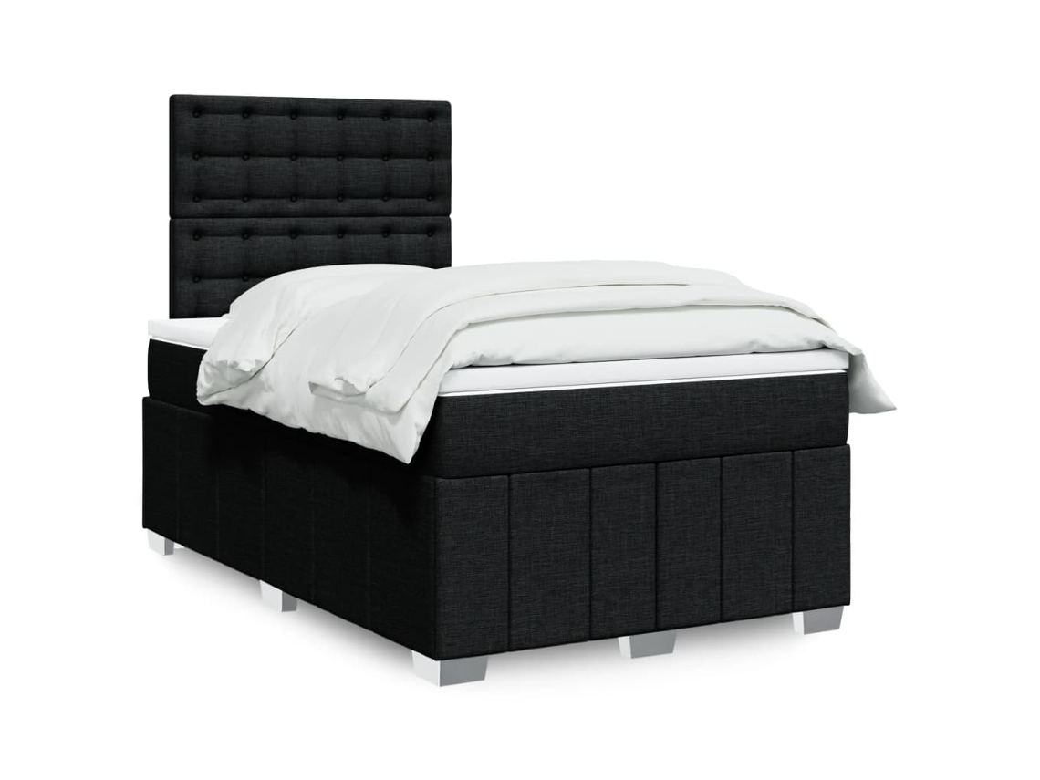 Vidaxl Cama Boxspring Com Colchão 120x190 Cm Tecido Preto
