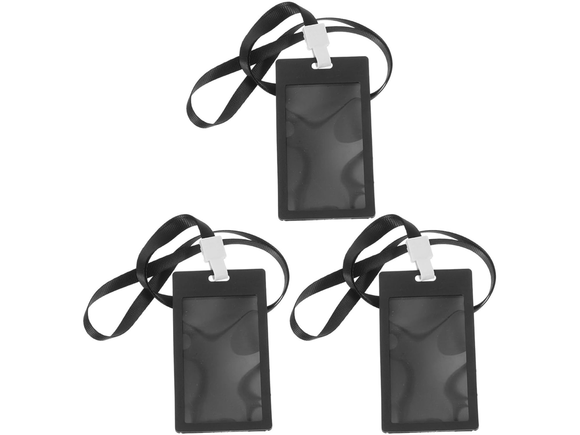 Lurelia Porta-crachá Transparente Vertical Com Cordão Em Poliéster E Plástico Preto Para Escritório