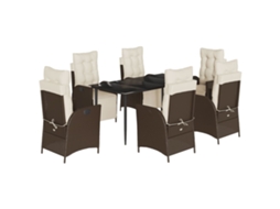 Garden Dining Set, Garden Dining Sets Vidaxl Marrom Rattan / Vime (mesa Com 160 Cm De Comprimento)