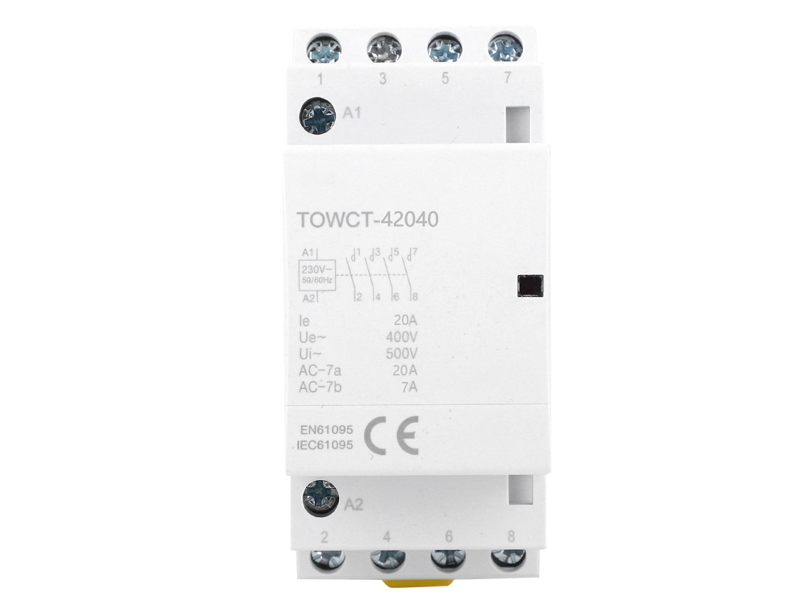 Contactador Ca 4p 20a 230/240v Din Rail 35mm 4na Ip40 Operação Automática Lar