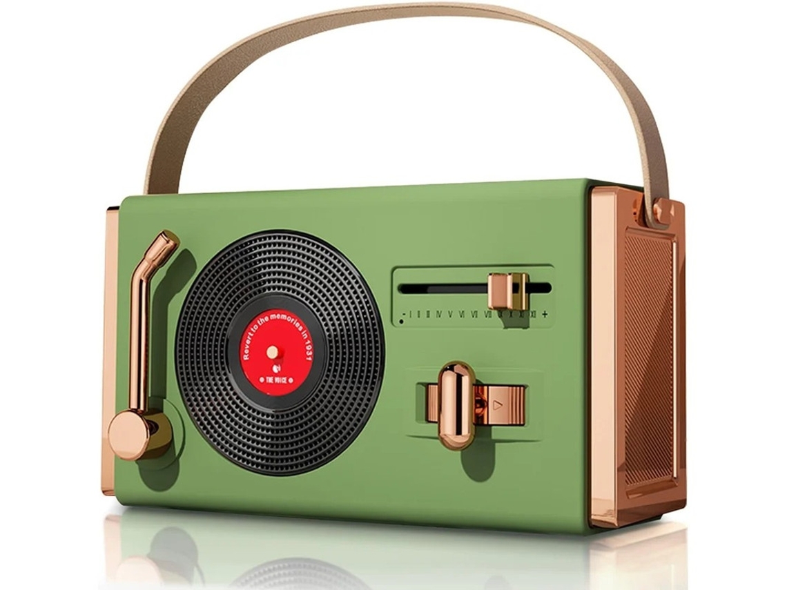 Alto Falante Bluetooth Retrô Pequeno E Portátil Adequado Para Decoração De Quartos E Escritórios Verde Yizhood