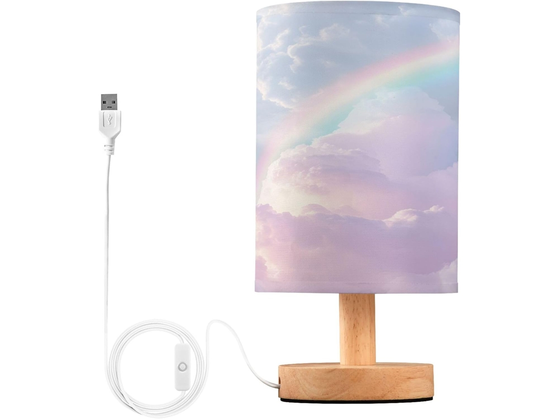 Abajur De Cabeceira Arco Íris Com Porta Usb, Sem Necessidade De Lâmpada, Luz Led Quente Para Quarto, Sala De Estar