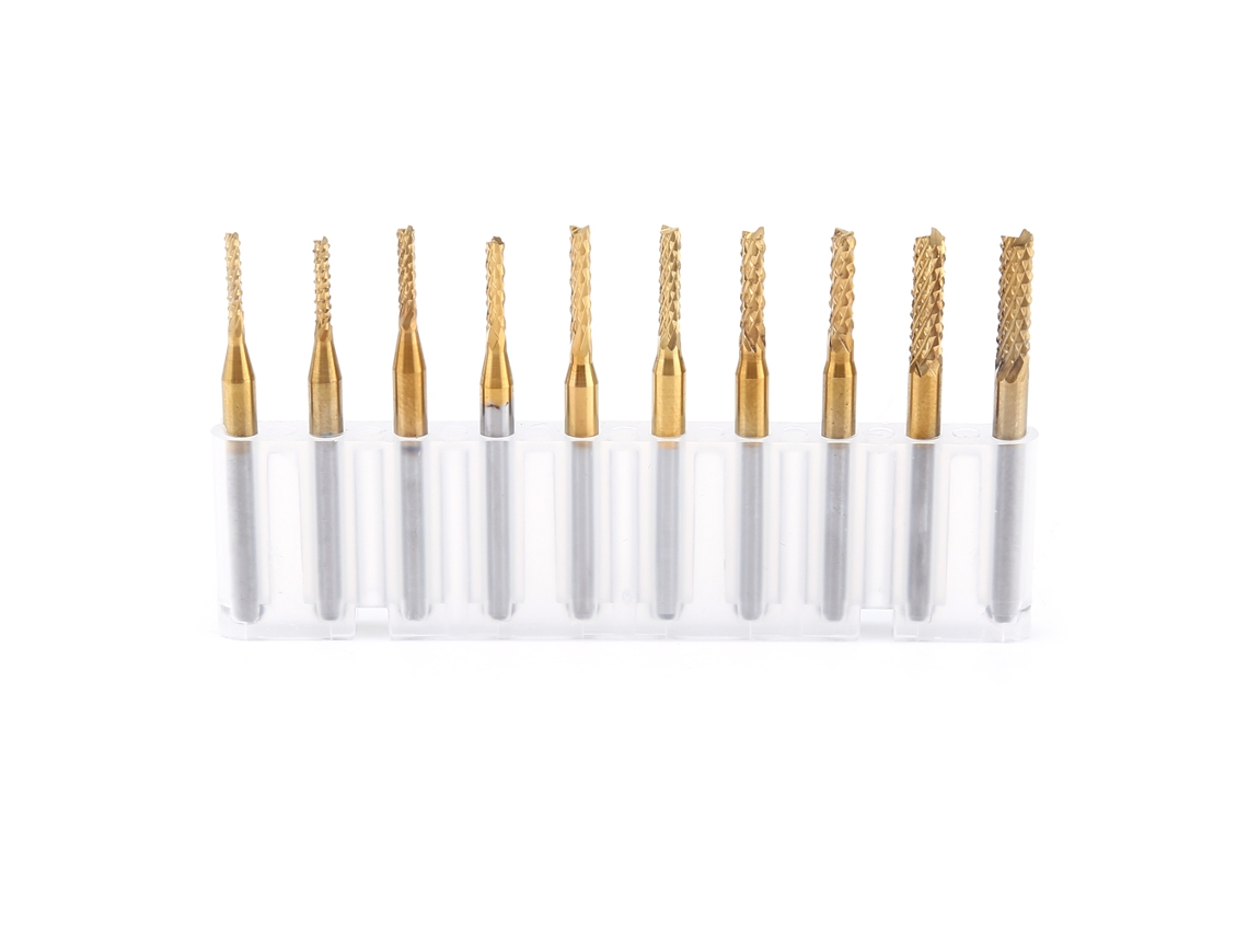 Laxiscreed Conjunto De 10 Pontas De Corte Em Carbeto Com Revestimento De Titânio Para Cnc E Gravação