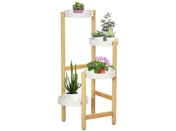 Suporte CHEZMOI para plantas, 4 níveis, bambu e metal, 28x28x80 cm, branco