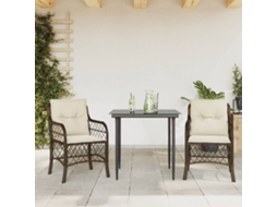 Vidaxl 3 Pcs Conjunto Bistrô Com Almofadões Vime Pe Castanho