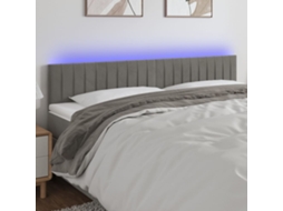 Vidaxl Cabeceira De Cama C/luzes Led Veludo 200x5x78/88 Cm Cinza-claro