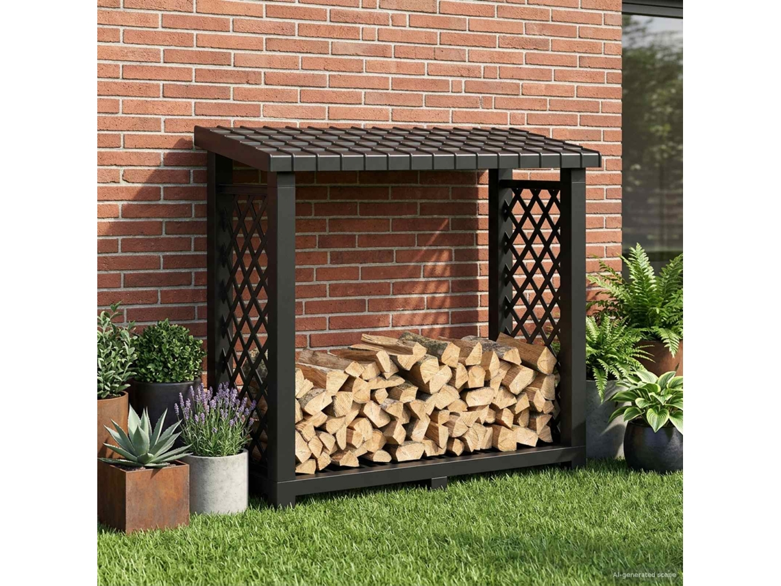 Vidaxl Suporte Para Lenha 114 X 46 X 101 Cm Pp Antracite