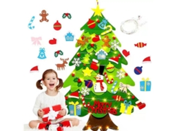 Conjunto De Árvore De Natal De Feltro Para Crianças, Faça Você Mesmo, Decoração Natalina Para Porta Ou Parede, Com Luzes De Natal. Aquaforge