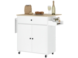 Carrinho de cozinha S/MARCA, com gaveta, suporte para toalhas, 106x42x87cm, branco
