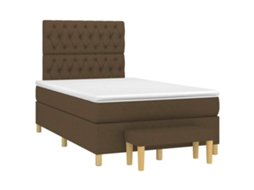 Vidaxl Cama Boxspring Com Colchão 120x190 Cm Tecido Castanho-escuro