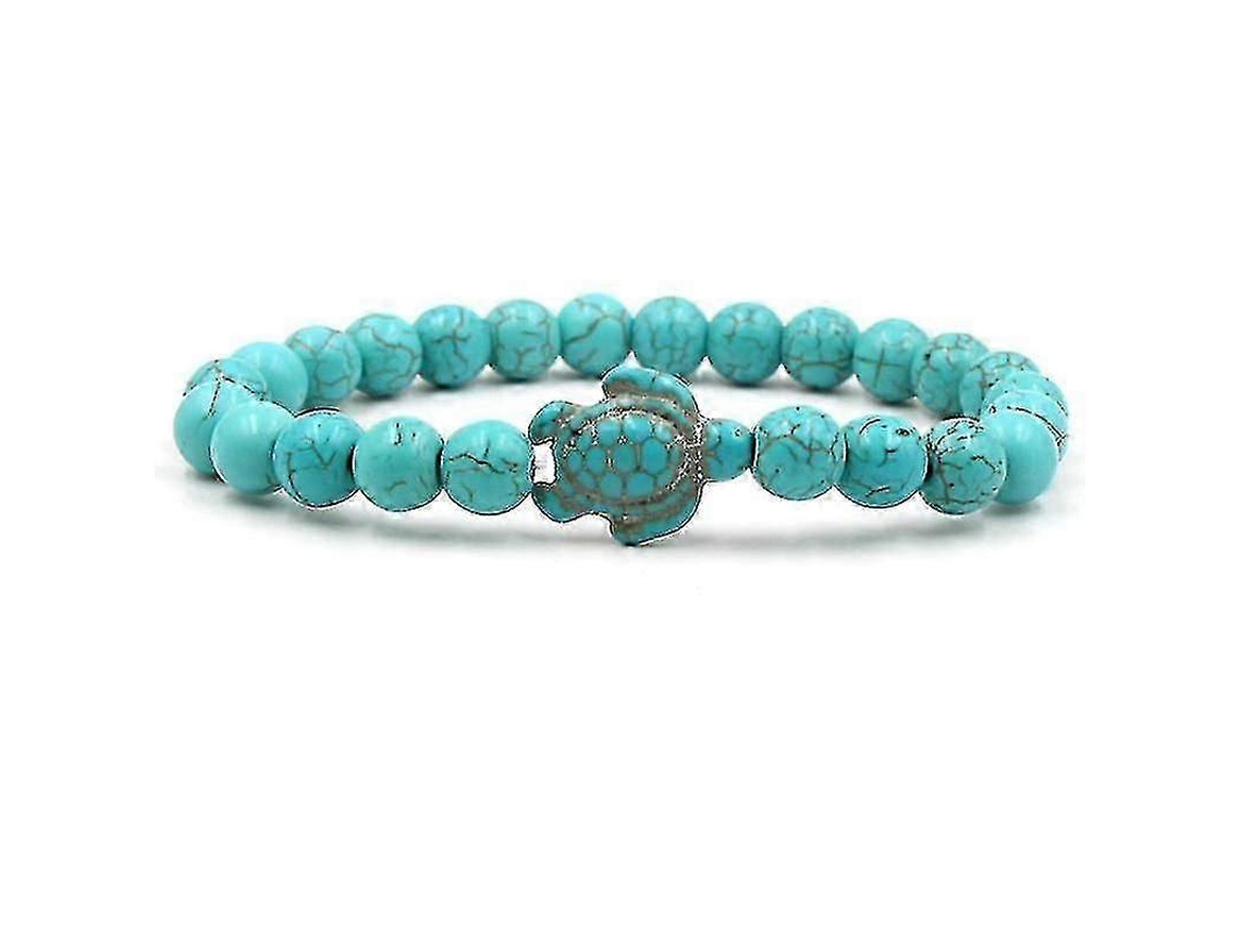 Pulseira De Contas De Tartaruga Marinha Com Turquesa Sintética, Pulseira Elástica. Nostalgia88