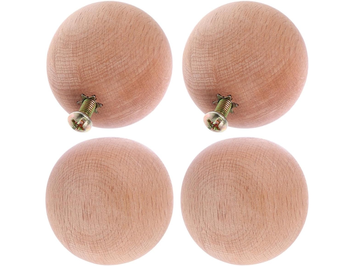 Homoyoyo Conjunto De 4-puxadores Madeira Em Formato Bola, 2, 4cm 0, 95 Polegadas, Para Cômoda E Gaveta, Com Fácil