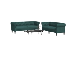 Vidaxl 2 Pcs Conjunto De Sofás Tecido Verde-escuro