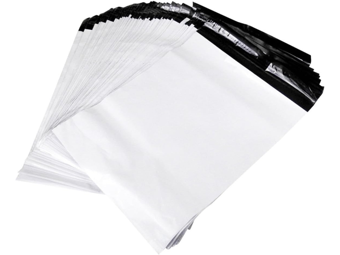 Pacote com 100 Sacos Plásticos Grossos para Envio Postal, Autoadesivos, Resistentes e Impermeáveis