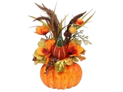 Calabaza Artificial Grande Decoración Mesa Halloween Acción De Gracias Otoño Fiesta 40cm Verde Amarillo