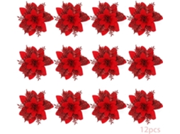 Enfeites De Poinsétia Radiante, Flores Brilhantes Com Design Multicamadas, Escolhas Para Decorações De Natal De Plástico E Tecido Duráveis, Flores Art